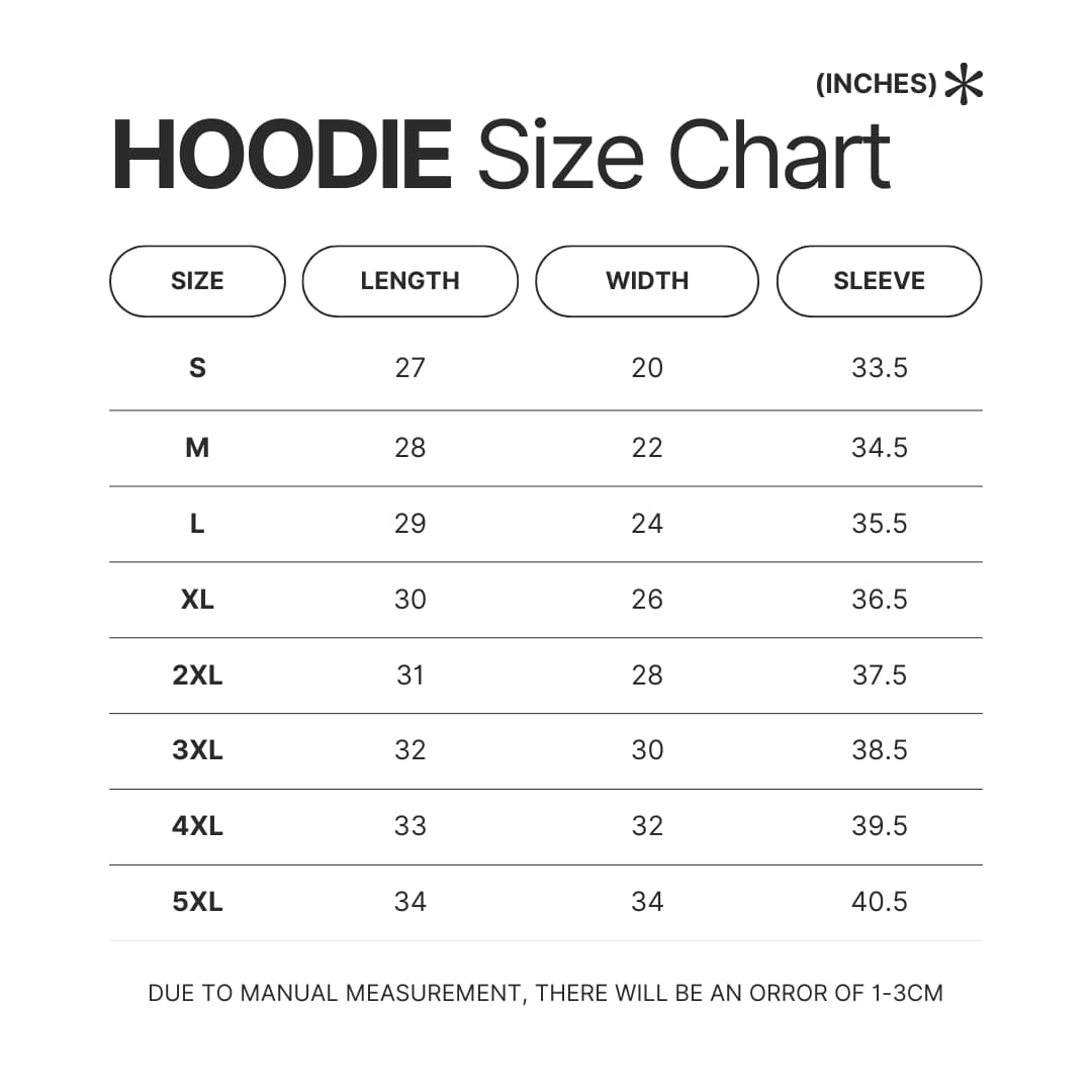 Hoodie Size Chart - Lookism Store