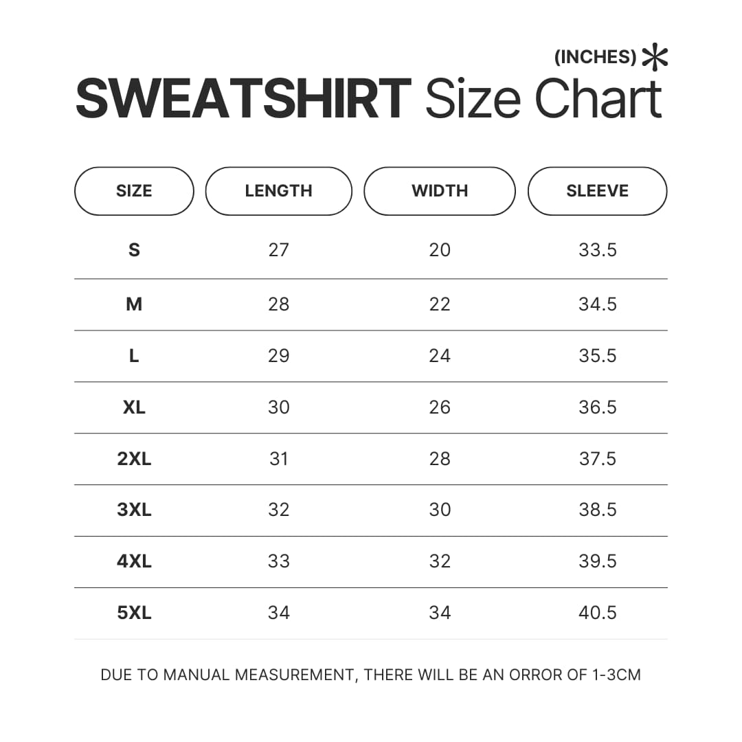Sweatshirt Size Chart - Lookism Store