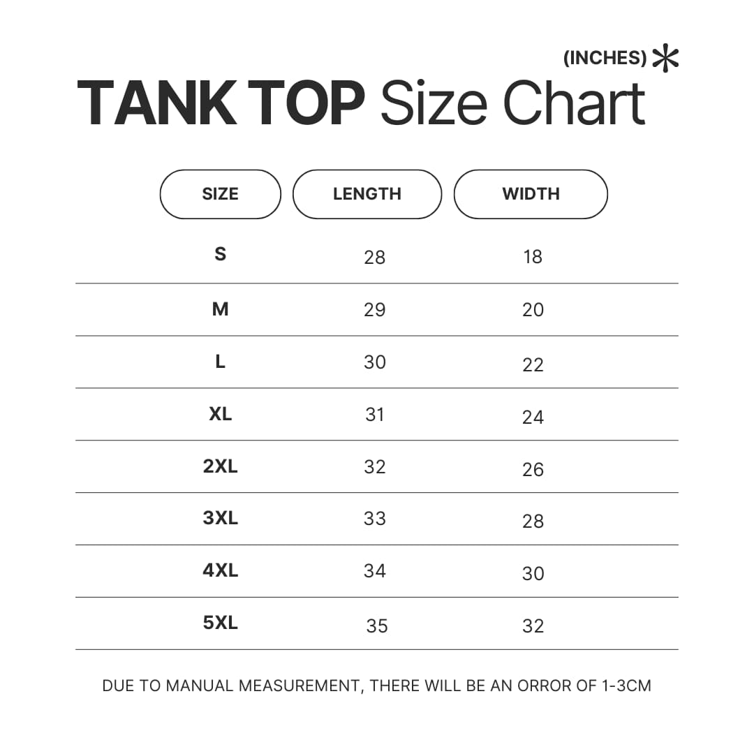 Tank Top Size Chart - Lookism Store