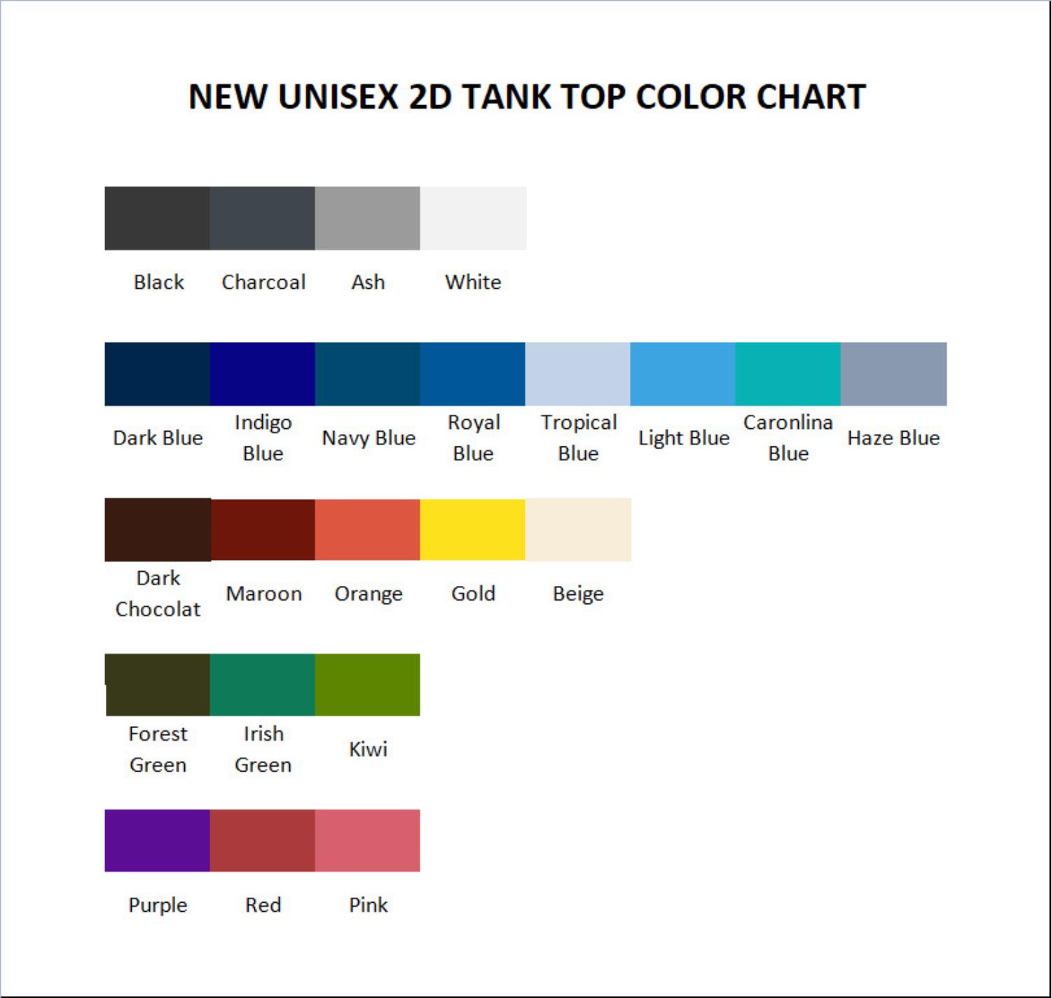 tank top color chart - Lookism Store