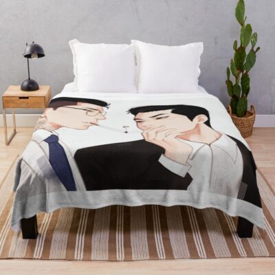 Lookism Gun And Kim Smoking Throw Blanket