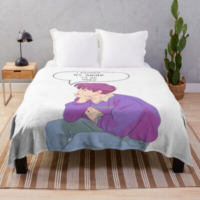 I Paused My Anime To Be Here Anime Throw Blanket