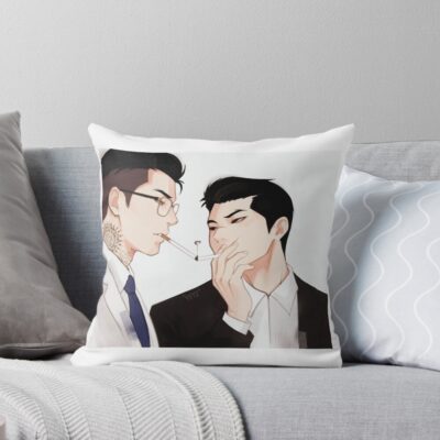 Lookism Gun And Kim Smoking Throw Pillow