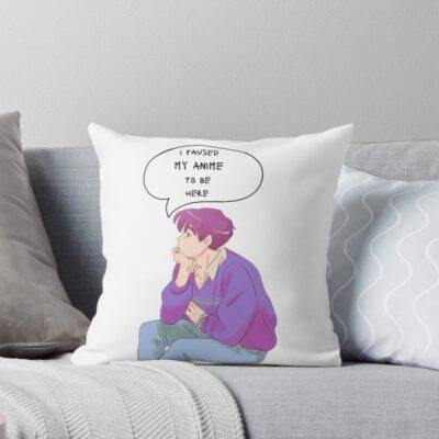 I Paused My Anime To Be Here Anime Throw Pillow